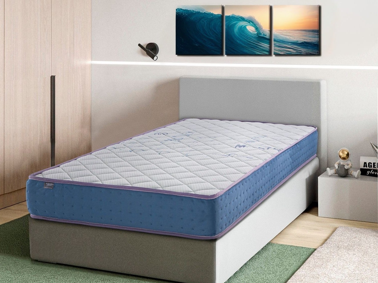 Matelas Enfant 80x180 Cm – Hauteur 16 Cm – Waterfoam – Revêtement Silver – MiaSuite