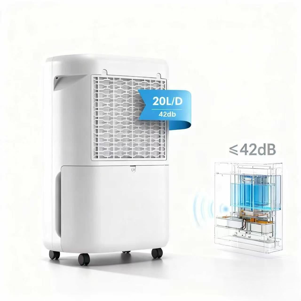 Deshumidificador pequeño Pantalla LCD 1.1L Apagado automático Compacto