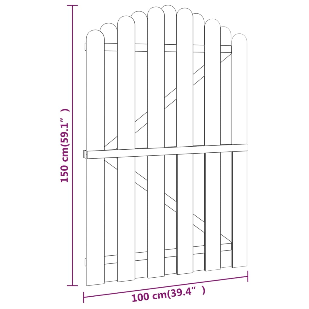 vidaXL Cancello da Giardino in Legno di Pino Impregnato 100x150 cm - 5