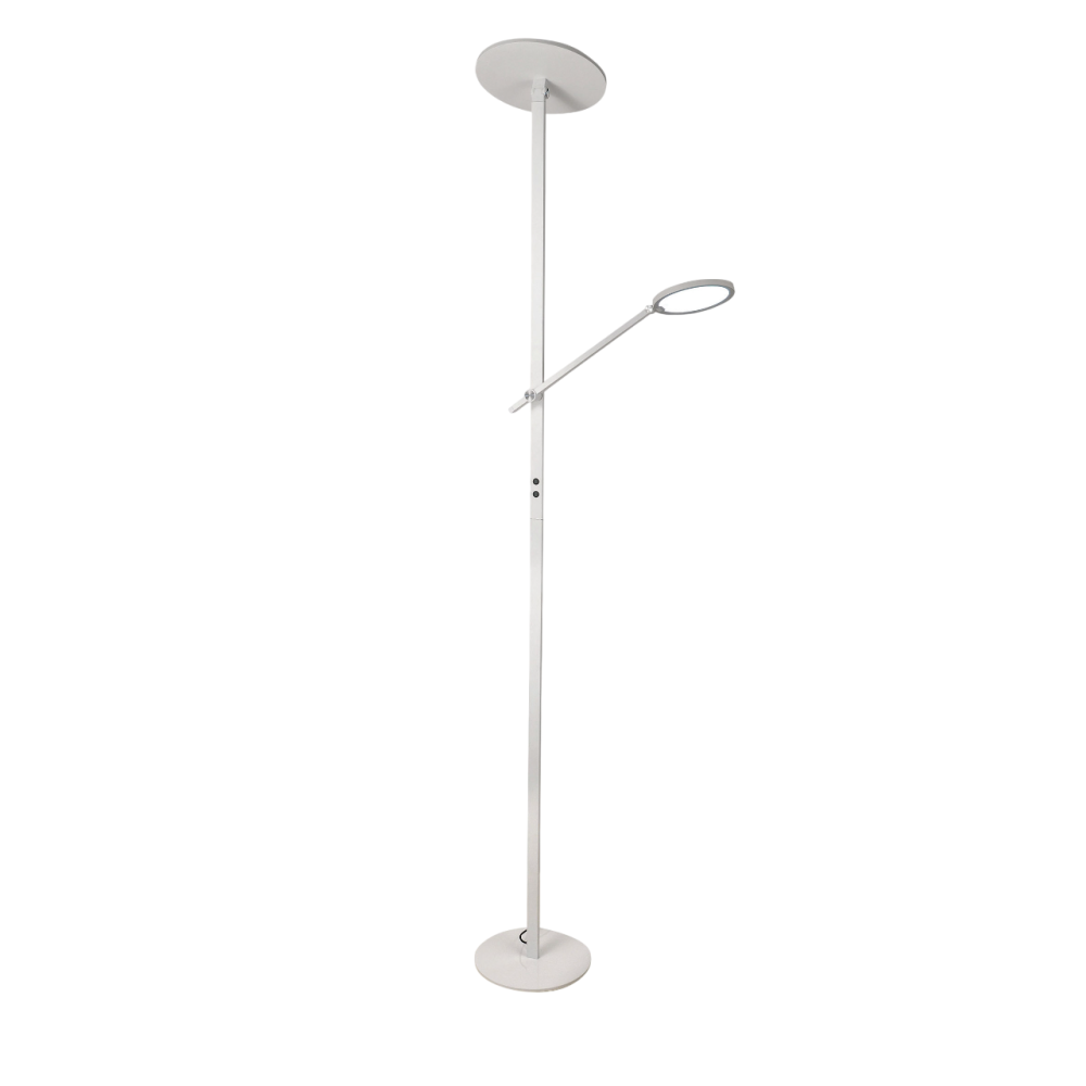 Regina - Biała lampa stojąca LED z metalu wys. 180 cm Fabas Luce - 2 lampy o mocy 36 W i 12 W ze zintegrowaną diodą LED 3000 K
