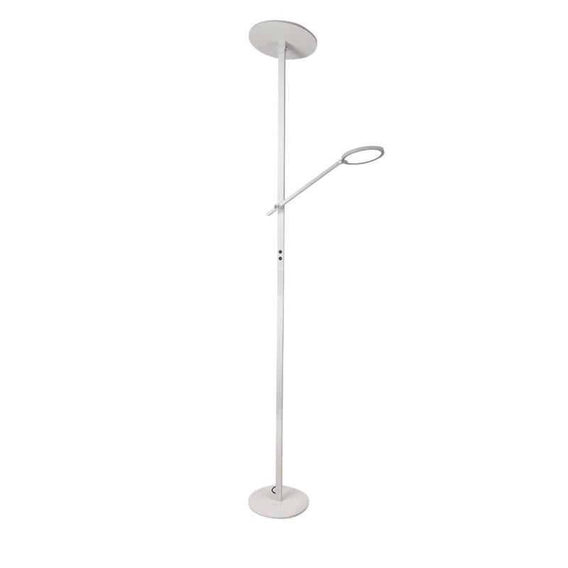 Regina - Biała lampa stojąca LED z metalu wys. 180 cm Fabas Luce - 2 lampy o mocy 36 W i 12 W ze zintegrowaną diodą LED 3000 K