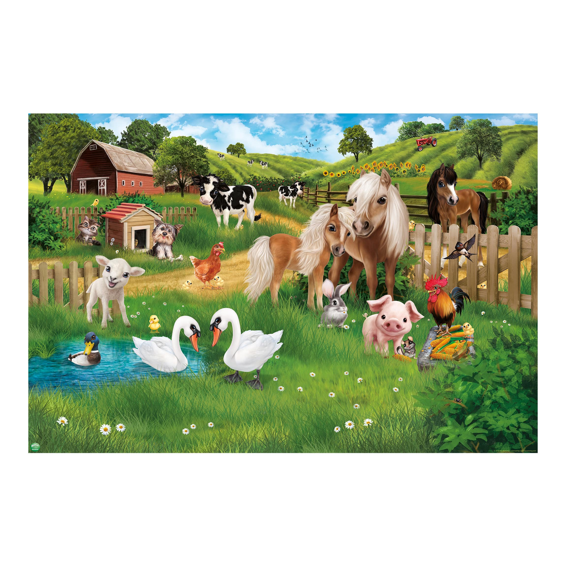 Papel pintado fotomural infantil animales de la granja 118 - habitación infantil niño niña bebé - tnt 480 x 320 cm smart