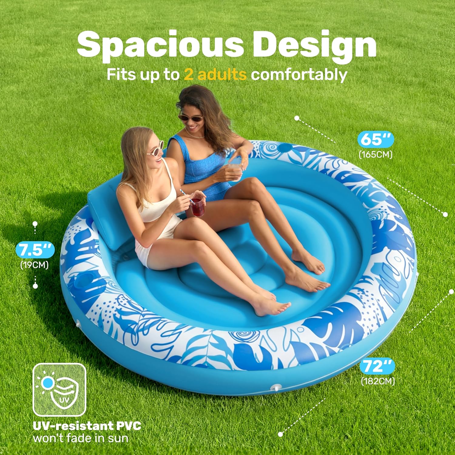 Matelas Flotteur De Piscine Gonflable – Avec Accoudoirs, Porte-gobelet Et Oreiller, 180x100x35 Cm
