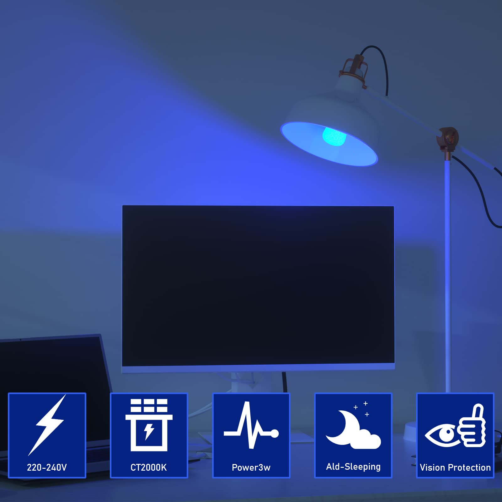 E14 Ampoule LED colorée, 3W Ampoule rouge, verte, bleue, jaune, adaptée à AC220-240v, Halloween/Christmas/Festival, Bar/Party Color Ampoule - 5