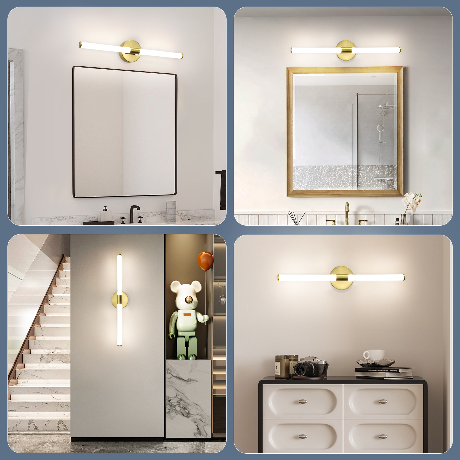 ZMH Złota lampa ścienna LED do lustra łazienkowego - 5