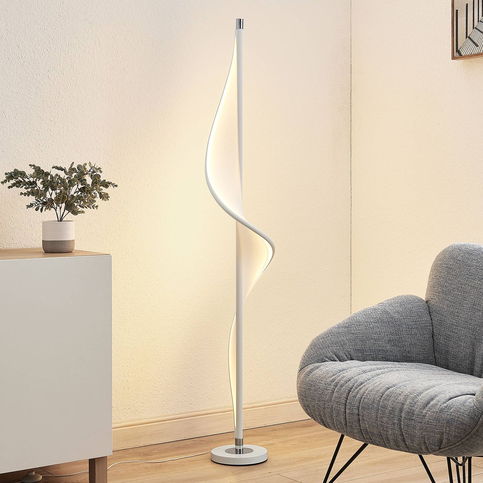 Lucande Applique Da Parete Moderna In Tessuto Bianco – Dimmabile Con Interruttore – Per Soggiorno E Camera - 3