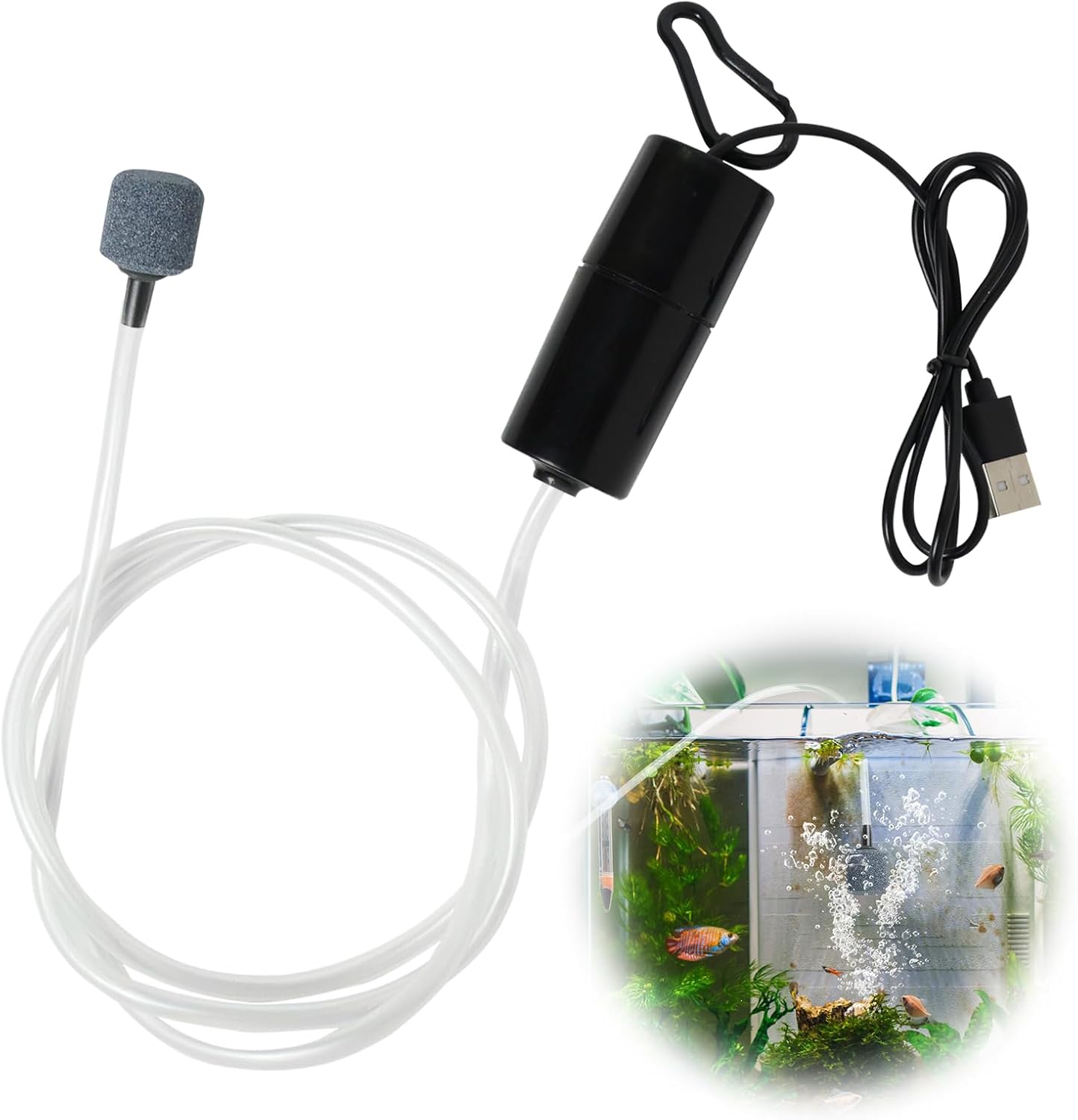 Pompa napowietrzająca do akwarium, miniaturowa, cicha pompa tlenowa USB, przenośna pompa akwariowa, energooszczędna, odpowiednia do akwariów