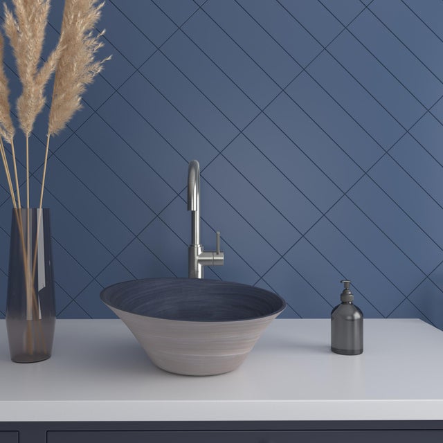Carrelage sol/mur premium bleu indigo mat 7,5x30cm Flat