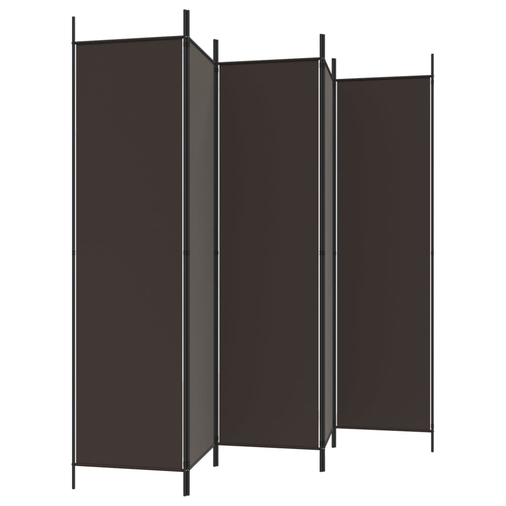 Cloison de séparation | Paravent | Séparateur 6 panneaux Marron 300x200 cm Tissu - 5