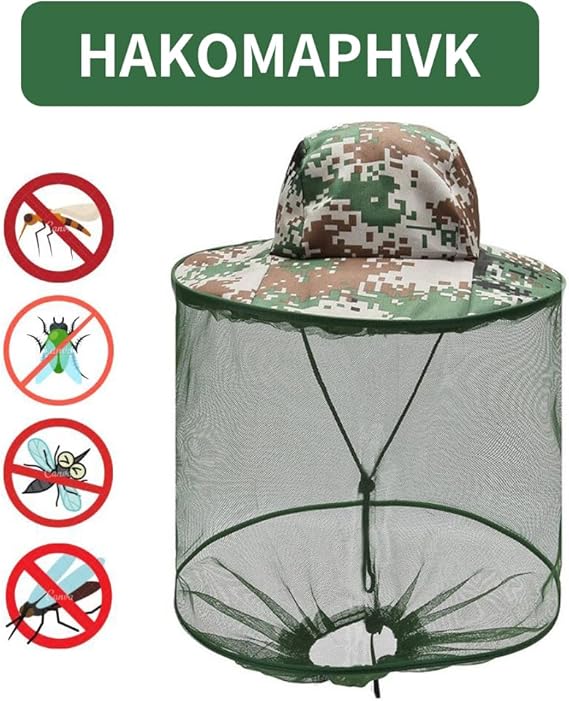 Chapeau avec moustiquaire, filet anti-insectes, filet de protection du visage pour apiculteur, chapeau de protection solaire, chapeau en filet - 3