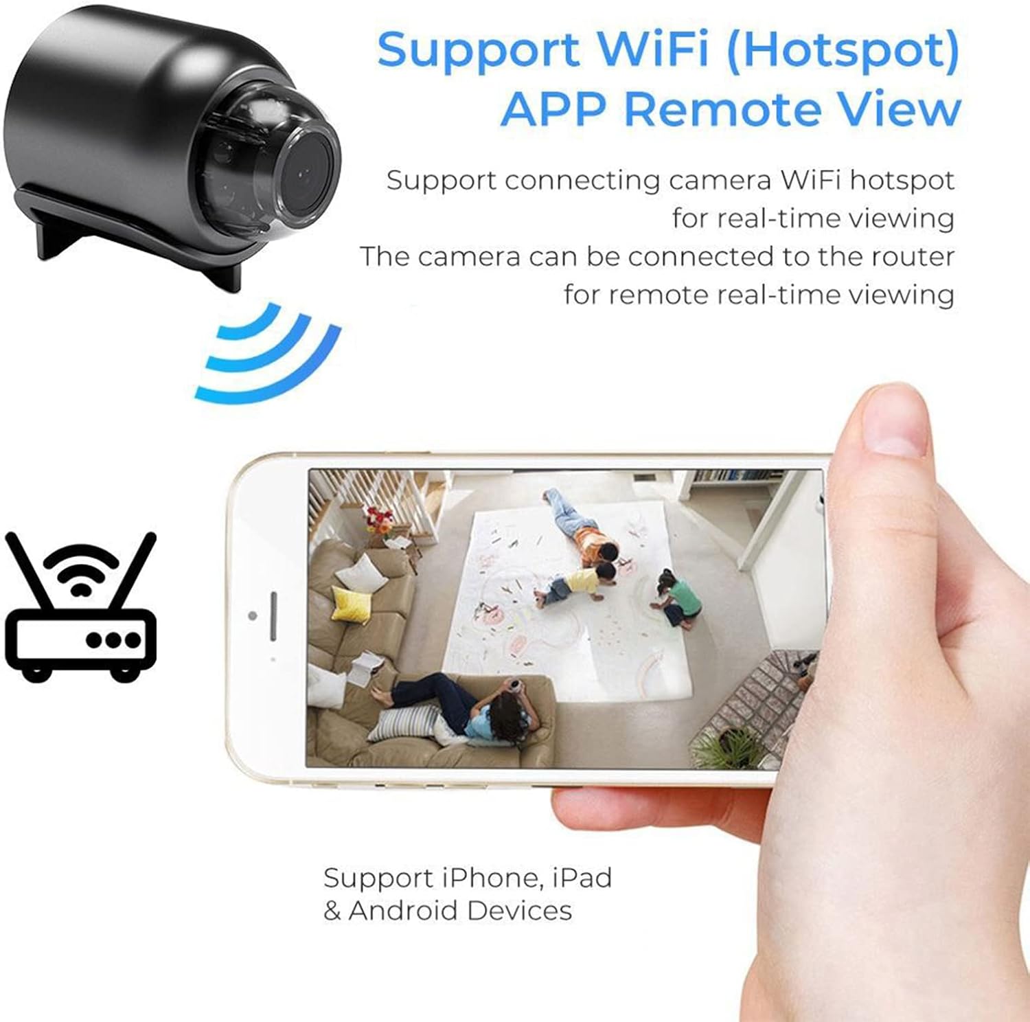 Mini Caméra WiFi 1080p Avec Détecteur De Mouvement - Vision Nocturne, Montage Mural/plafond - Pour Surveillance Maison, Pour X10