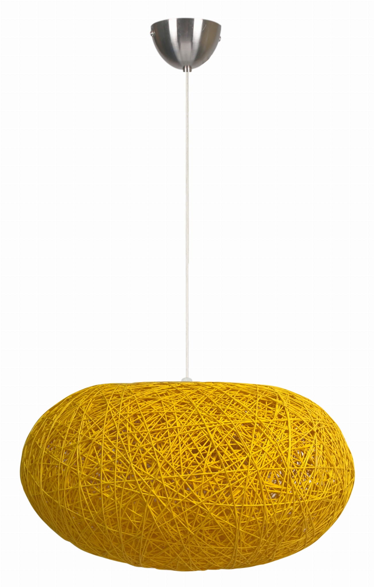 Lampa sufitowa Livio chromowana-żółta 1xE27x60W wym: 110 x 38 x 38 cm sznurek / sizal Candellux
