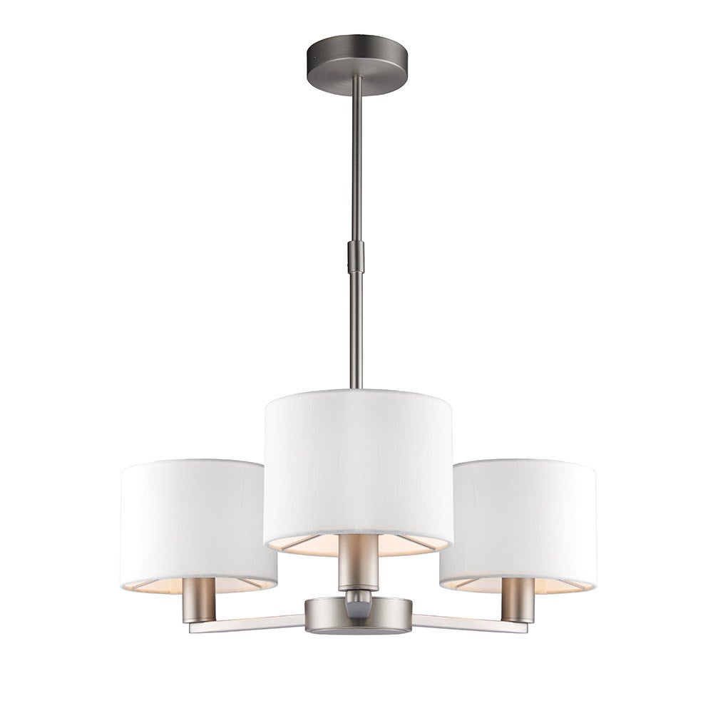 Lampa sufitowa trzy abażury DALEY biało-srebrna 3xE14x15W metal wym:65,5x51x51cm IP20 Endon