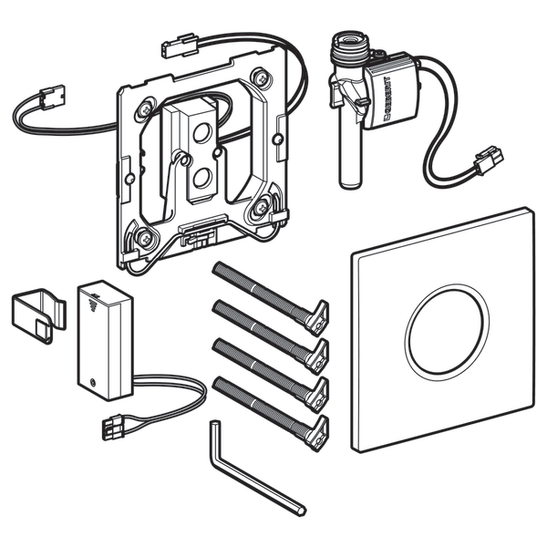 Mando para urinario geberit con desagüe electrónico, funcionamiento a pilas, placa de recubrimiento tipo 01, color: cromado de alto brillo