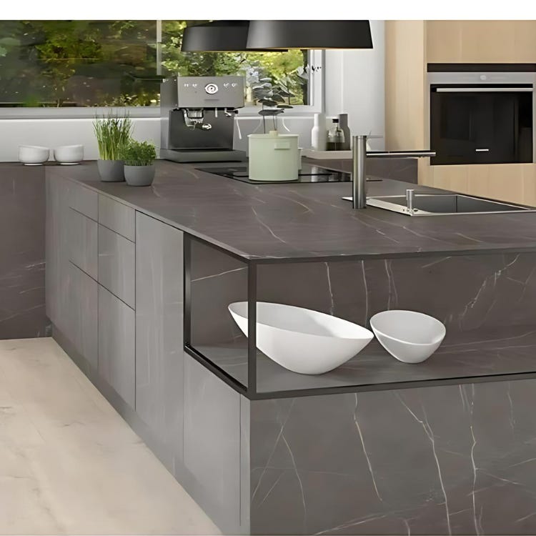 Plan de travail en stratifié hydrofuge Egger Candela Marble Anthracite ...