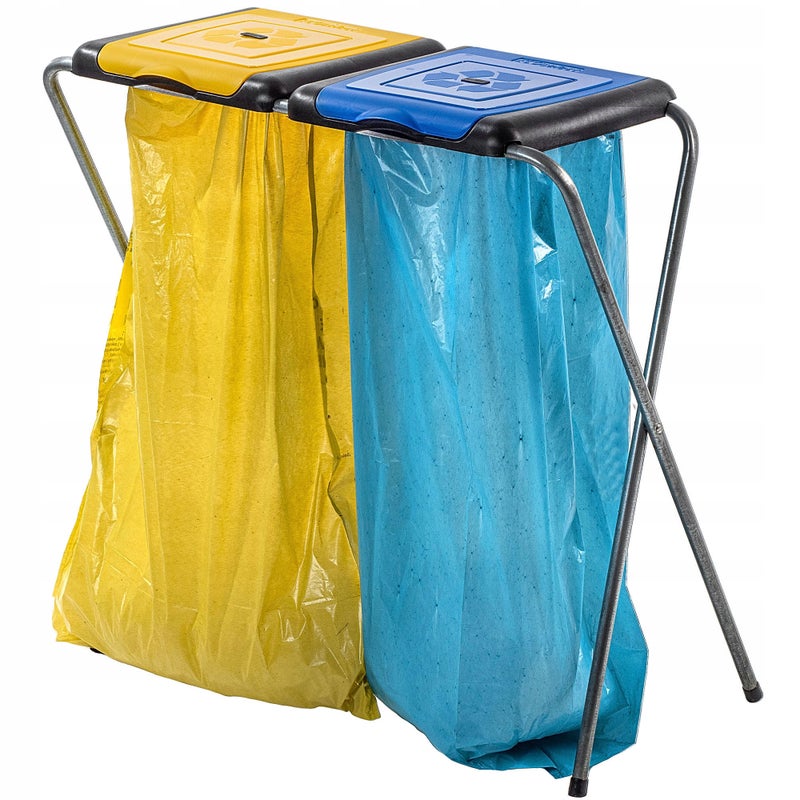 KOSZ STOJAK DO SEGREGACJI ŚMIECI 2 STANOWISKA NA WORKI 120L STELAŻ