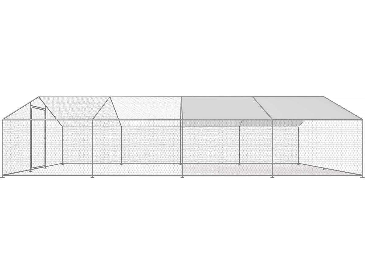Recinto para frangos 24 m² parque de tela metálica 8 x 3 x 2 M aço galvanizado - 4