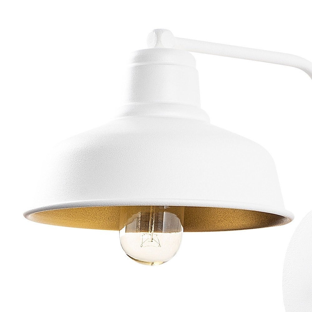 Lampa ścienna Harvey w stylu vintage z białym metalowym kloszem i złotym wnętrzem - 2