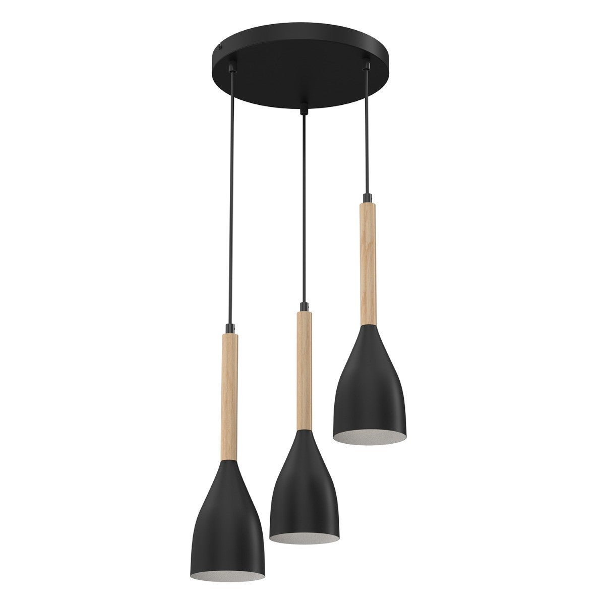 Lampa wisząca Muza czarny matowa-jasne drewno 3xE27x15W wym: 110 x 38 x 38 cm metal Luminex