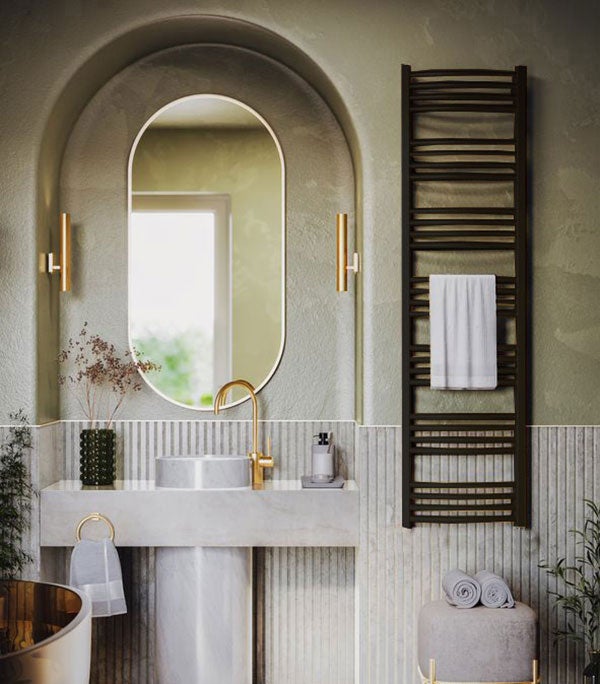 Sèche-serviette mixte noir de 1860mm de haut et 486mm de large. - 783 Watt - LEN1860/486Z1N - 3