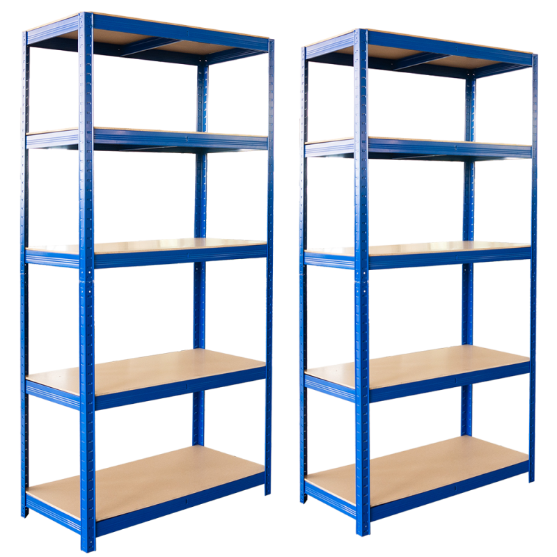 CLP Scaffalatura 3 Ripiani In 2 Pezzi + Angolare | Carico Pesante 875 Kg Per Colonna | Acciaio E MDF | Regolabile In Altezza | Nero