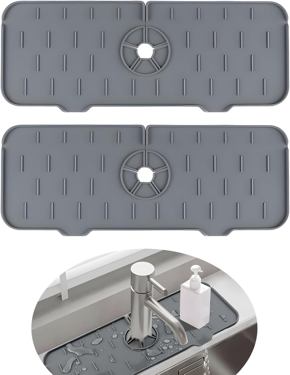 silikonowe maty pod kran, maty antyrozpryskowe do zlewu, maty do osuszania kranu, chłonne maty pod zlew kuchenny, 37×14 cm