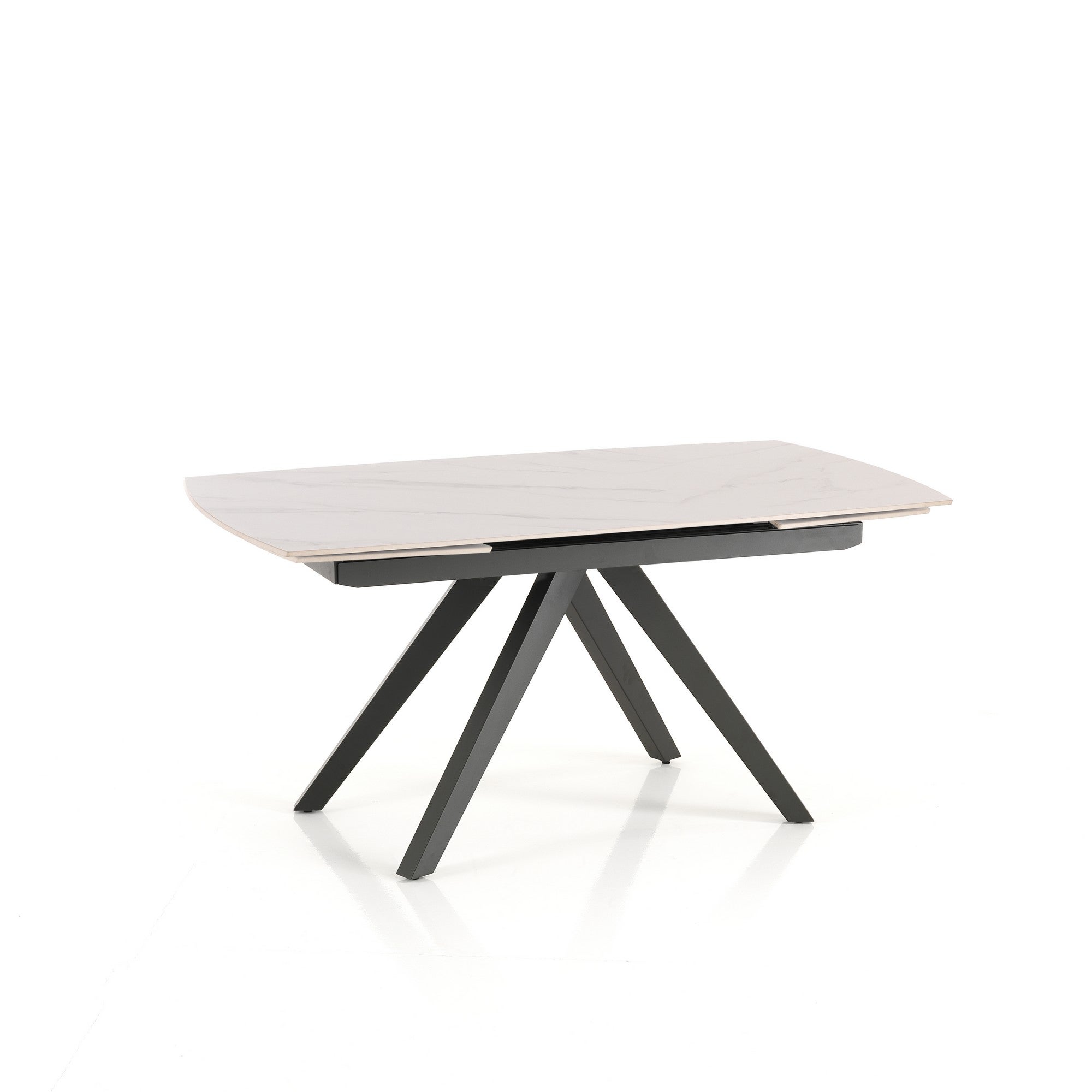Stół rozkładany SHIN WHITE MARBLE – stal szara, ceramika z białego marmuru, wys. 76 cm, szer. 160 cm/238 cm, 8/10 miejsc, do jadalni