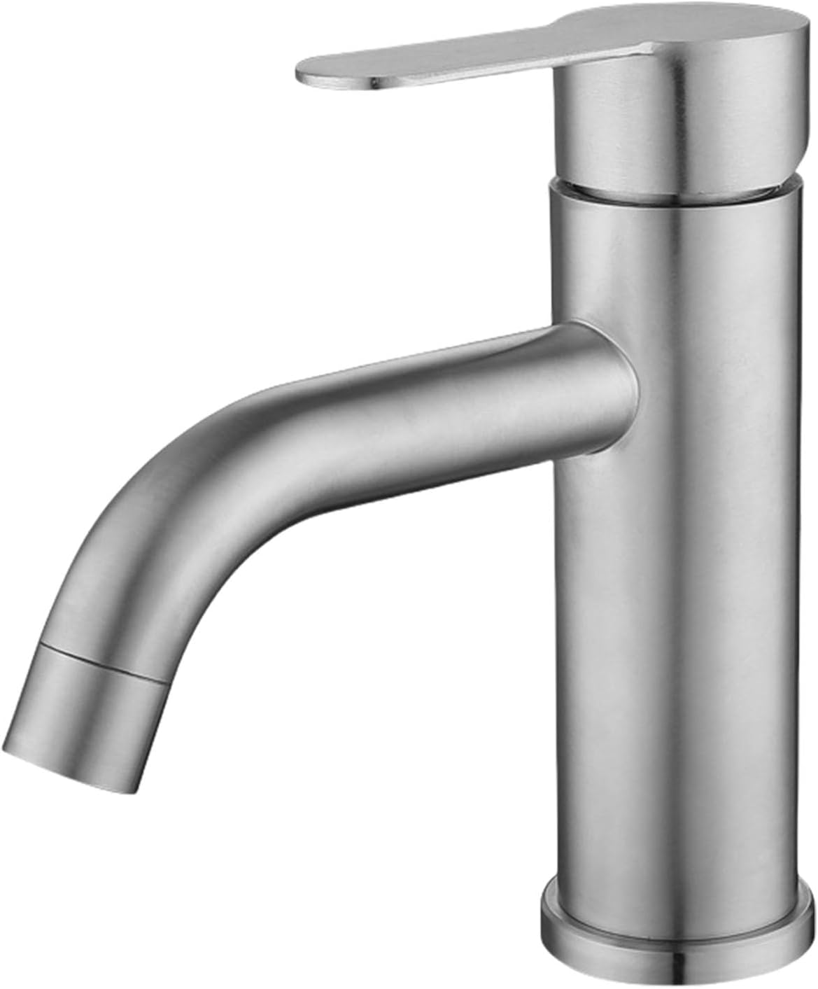 Jednouchwytowa bateria do wody ciepłej i zimnej, kolanko ze stali nierdzewnej w kolorze srebrnym, pojedynczy otwór, z elastycznym wężem 60 cm