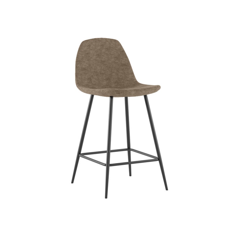 Brigitte - Antracytowy stołek ze sztucznej skóry - Zestaw 2 szt.