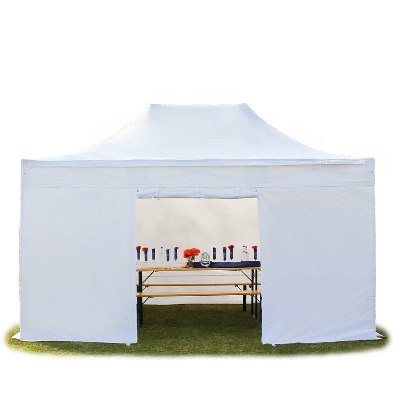 3x4,5 m Namiot Ekspresowy PROFESSIONAL Alu 40 mm, trudnopalny, ze ścianami bocznymi, bez okien, biały