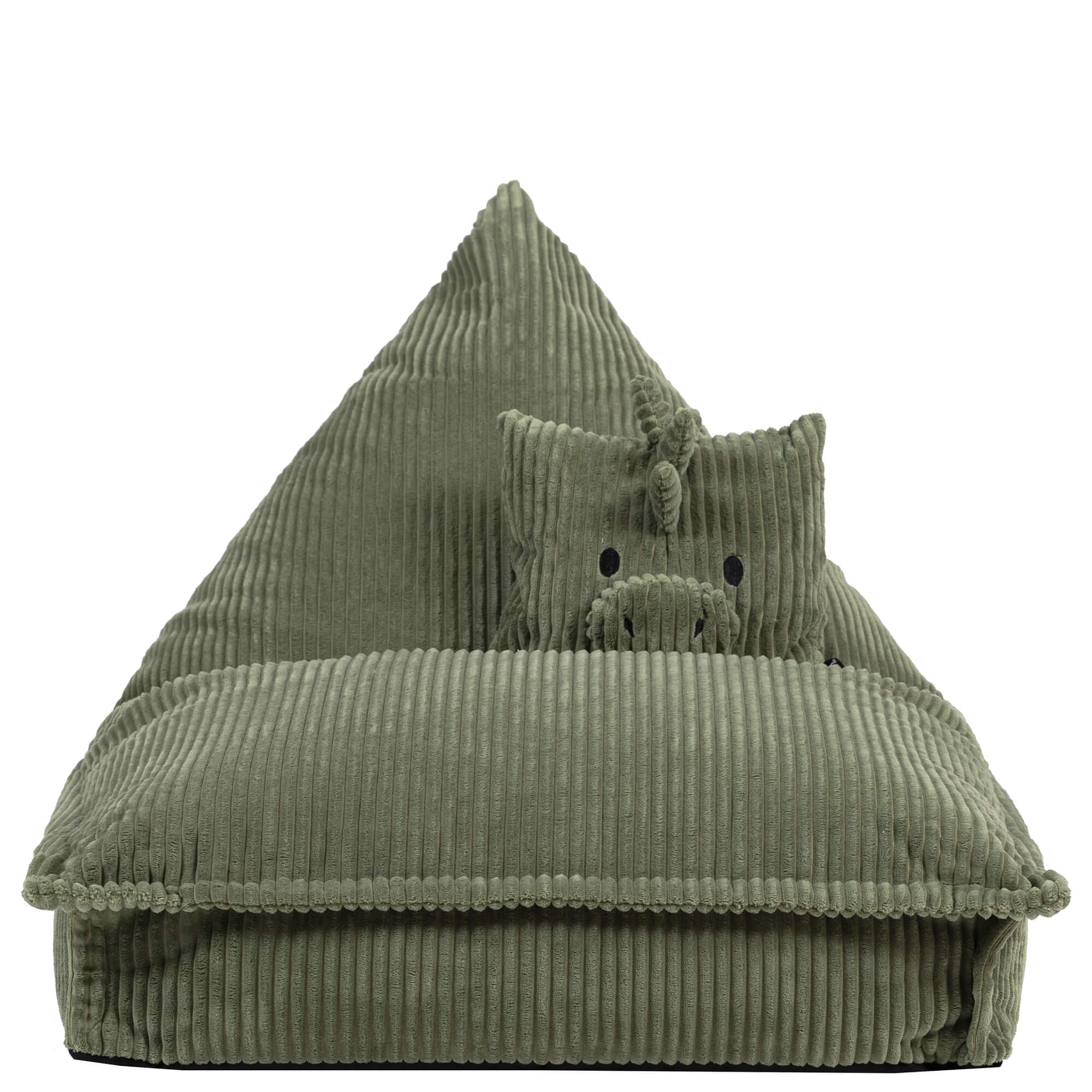 Pouf enfant Icon chauffeuse animal avec coussin, velours côtelé, dinosaure vert, chambre, salon, 102x72cm Oeko-Tex® - 4