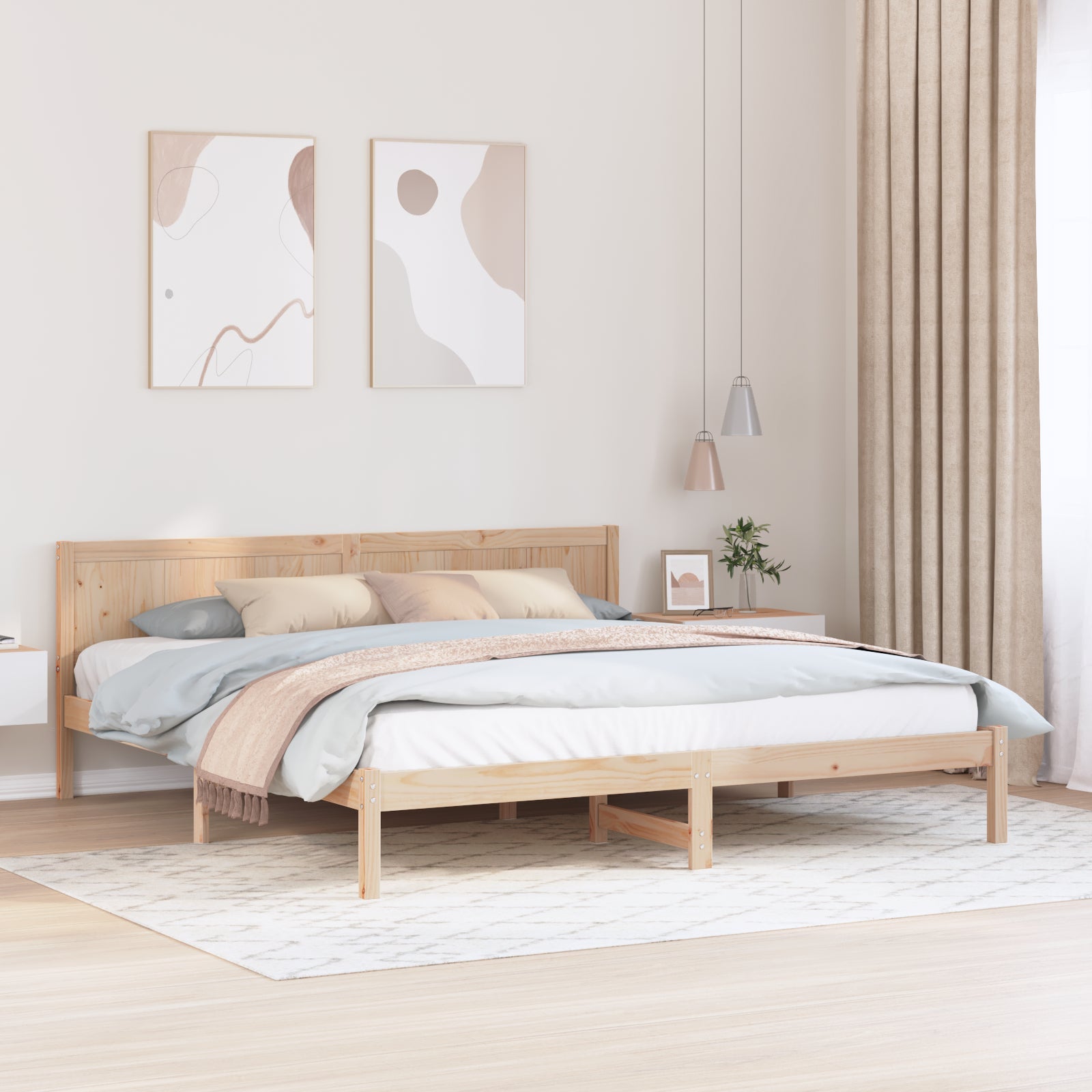 Ramka łóżka Brązowy 200 x 200 cm Lite drewno sosnowe vidaXL