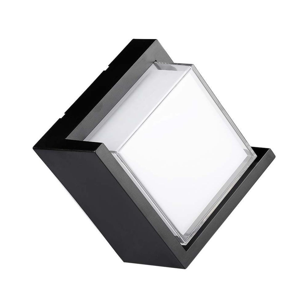 Kwadratowa lampa ścienna LED 12W z półprzezroczystym kloszem Kolor czarny 4000K IP65