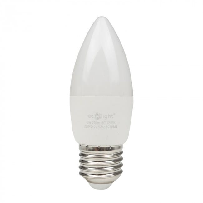 LED bougie E27 3W 6500K 270lm anti-scint. Ecolight | Leroy Merlin
