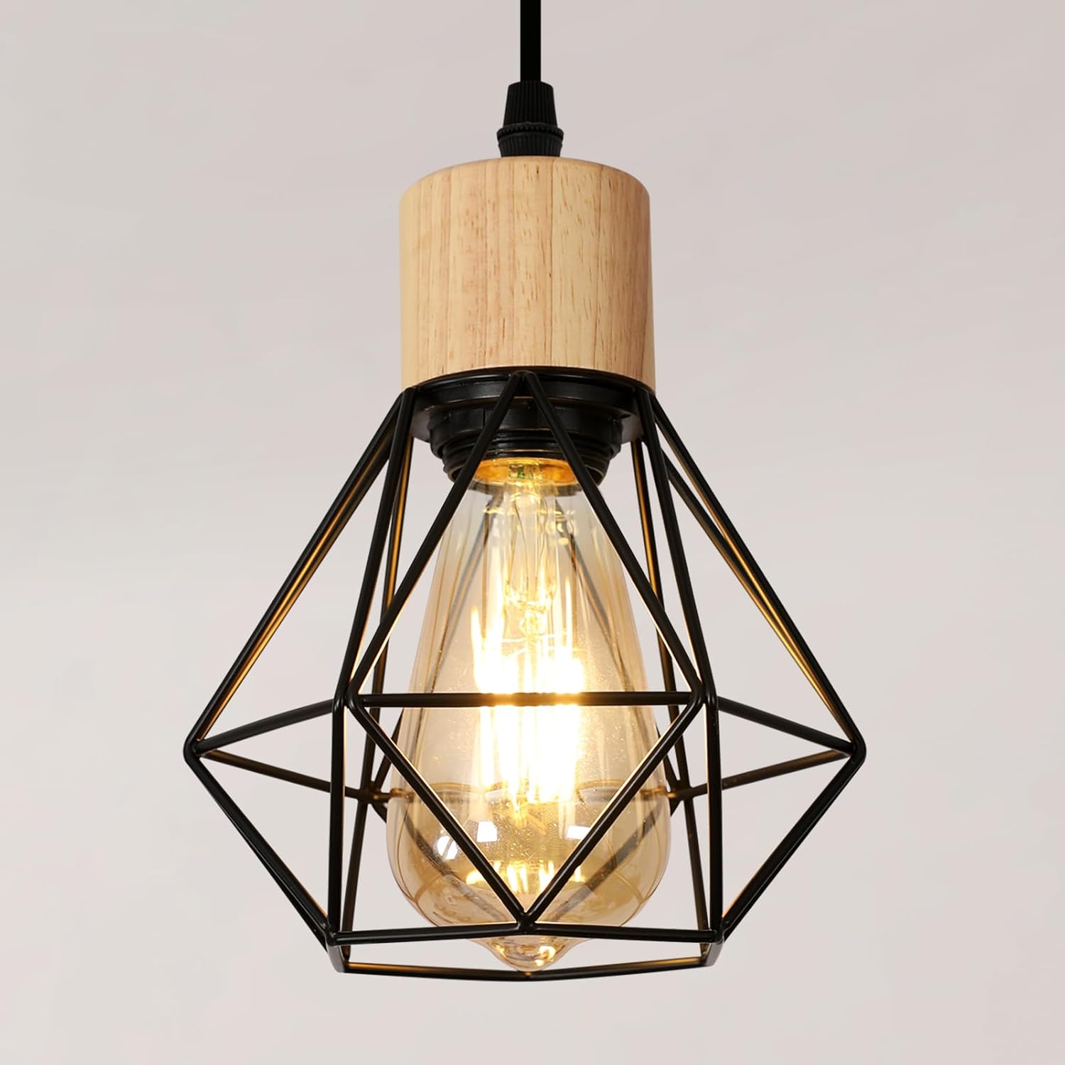 COMELY Suspension Industrielle Vintage E27, Lustre à 3 Lampes en Métal avec Abat-Jour en Cage, Luminaire Rétro pour Salon Cuisine Salle à Manger Bar - 5