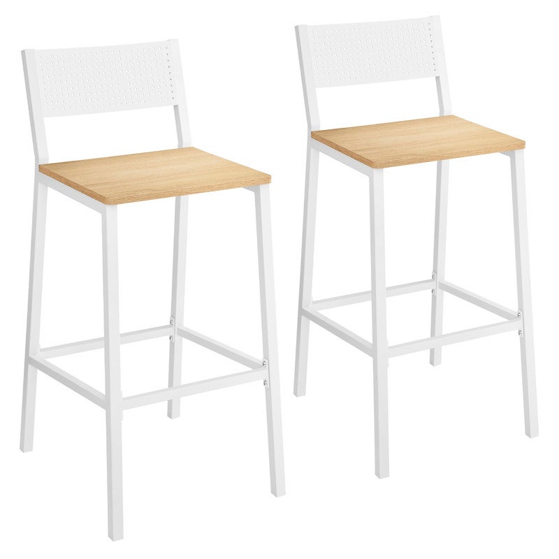 Vasagle Taburete De Bar, Juego De 2, Taburetes Altos De Cocina, Para Cocina, Comedor, Oficina, Estilo Industrial, Roble Y Beige/Blanco , Leroy Merlin