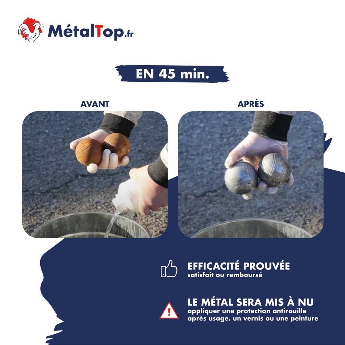 Décapant Rouille - Metaltop - Incolore - RAL Incolore - Pot 1L - 6