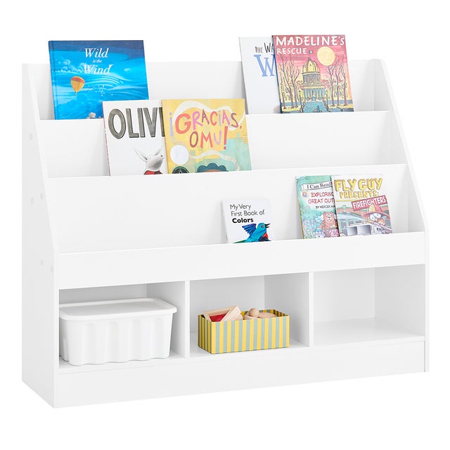 SoBuy Biblioteca Infantil Mueble Almacenamiento Juguetes Libros 3 Niveles 100x30x80cm Blanco KMB118-W