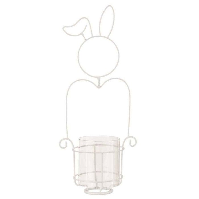 Photophores Lapin EDZARD - Lot De 2, Verre Vert Et Rose, Hauteur 8cm