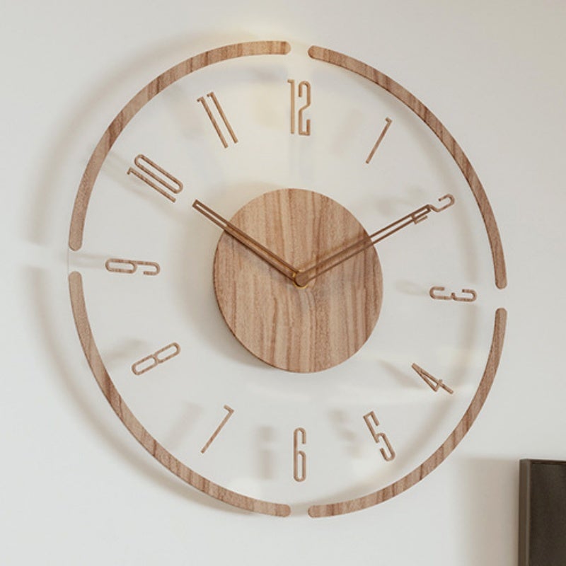Une horloge murale ronde de 30 cm avec une finition imitation bois, silencieuse et sans tic-tac, convenant aux maisons, aux fermes et aux bureaux - 4