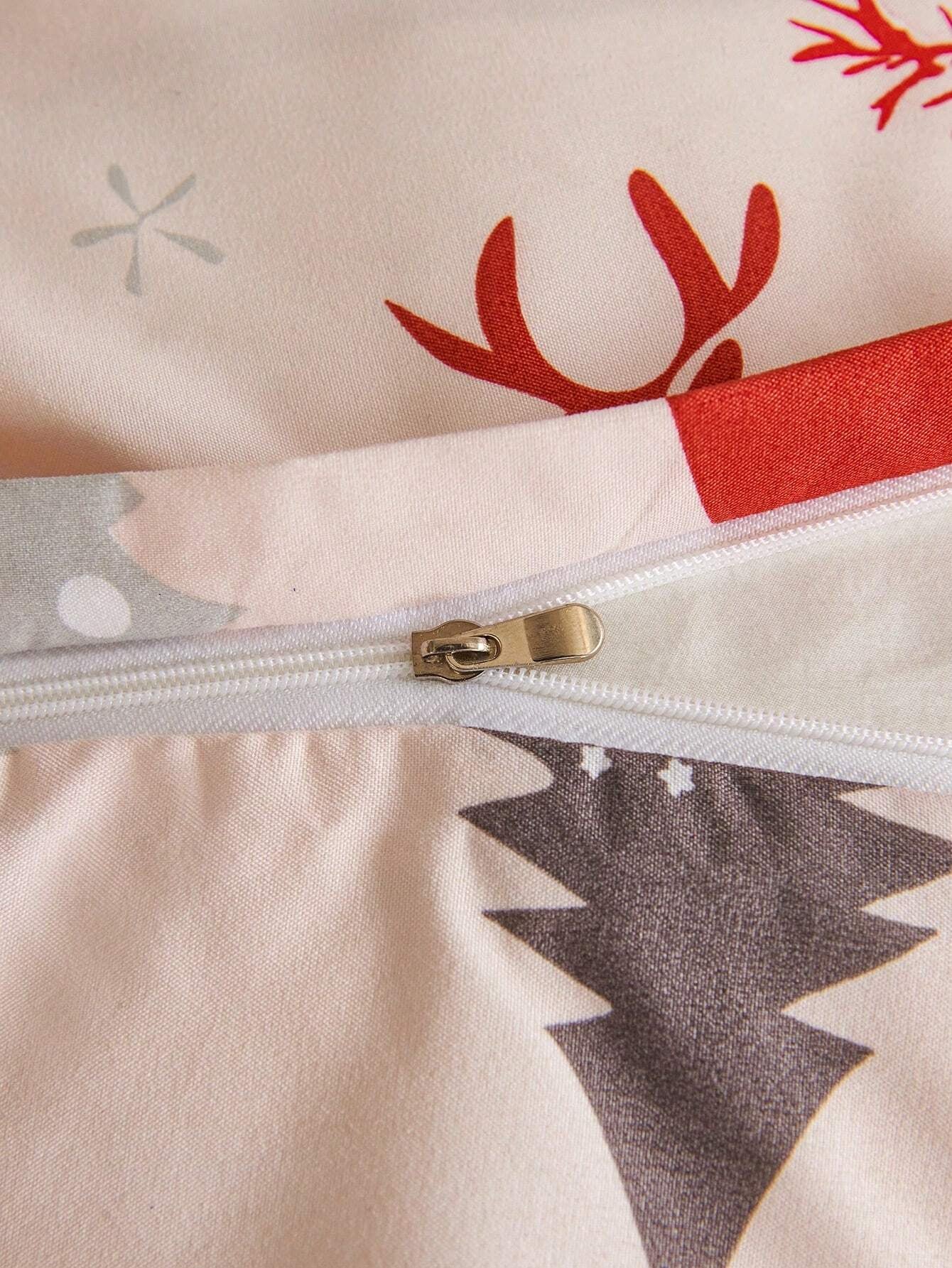 Parure de lit de Noël - Imprimé Noël pour enfants - Décoration d'intérieur avec élan, renne, cerf, 240 cm x 220 cm - 2