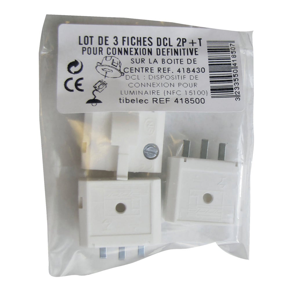 Lot de 3 fiches DCL 2 pôles + terre- Tibelec - 3