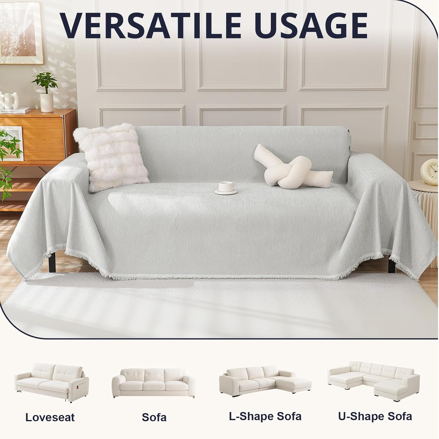 Jeté De Canapé D'angle Grande Taille, Housse De Canapé 3 Place, Réversible Couvre Canape, Protege Canape Angle Pour Canapés, Canapés, Lits Et Fauteuils,L-180x300cm/70.87x118in