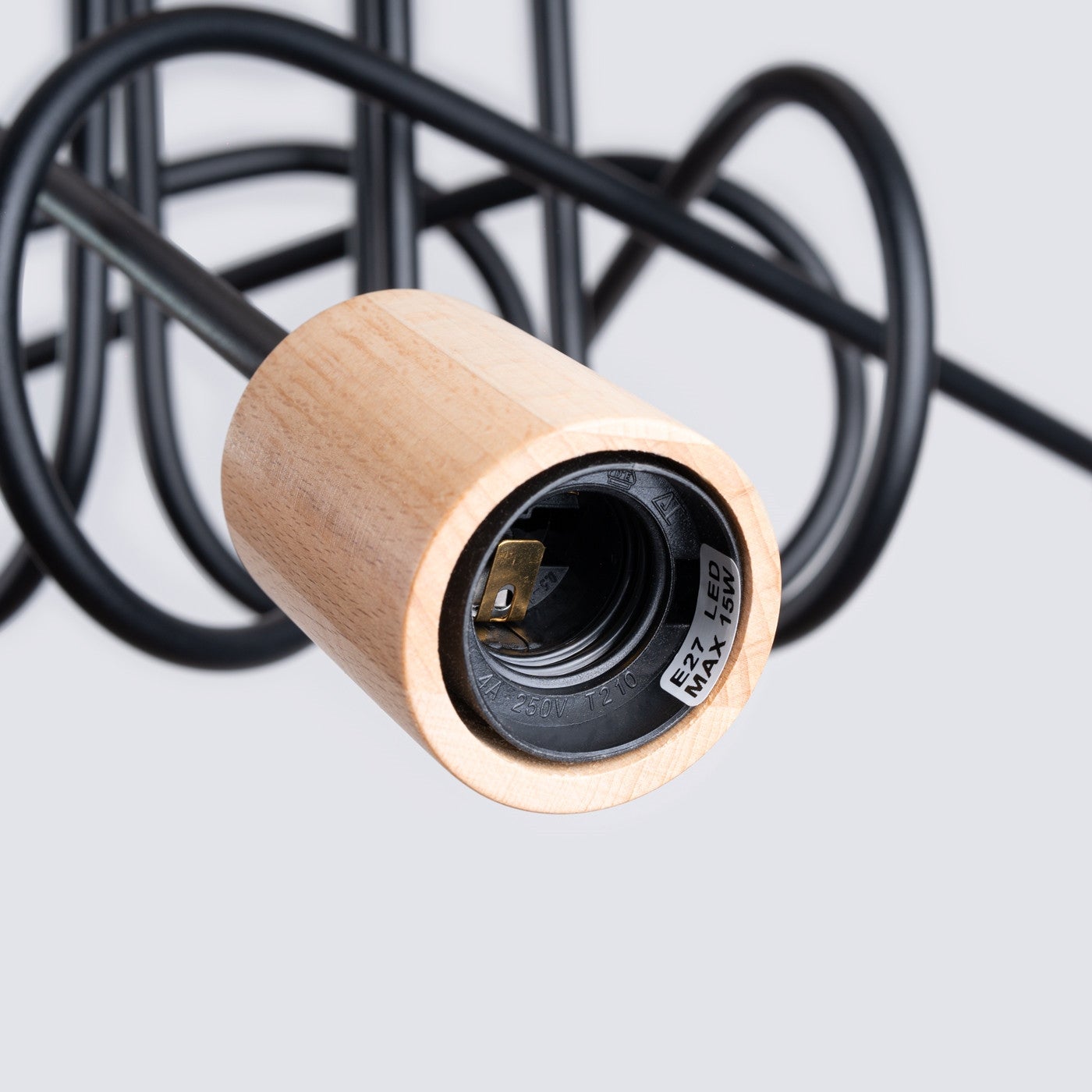 Lampa wisząca Ember czarna-naturalne drewno 5xE27x15W wym: 26 x 15 x 61 cm metal Sollux Lighting - 6