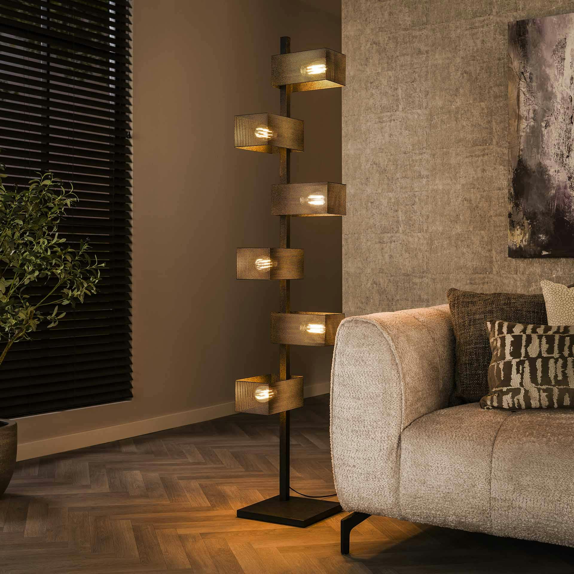 Lampadaire design en métal noir ajouré 6 abat-jour RALF | Leroy Merlin
