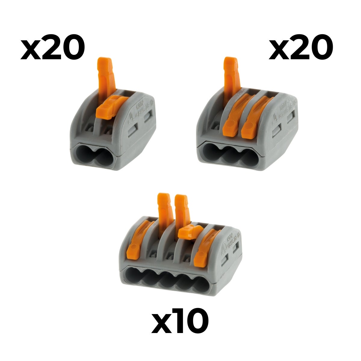 Lot de 50 bornes 2/3/5 entrées série 222 - Wago - 2
