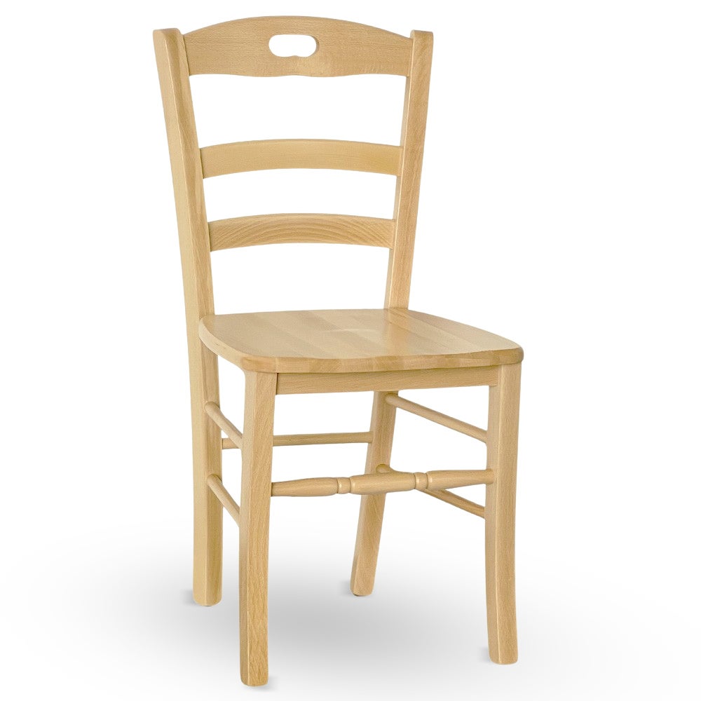 Chaise de salle à manger cuisine Loris en bois naturel avec assise en bois massif - 5