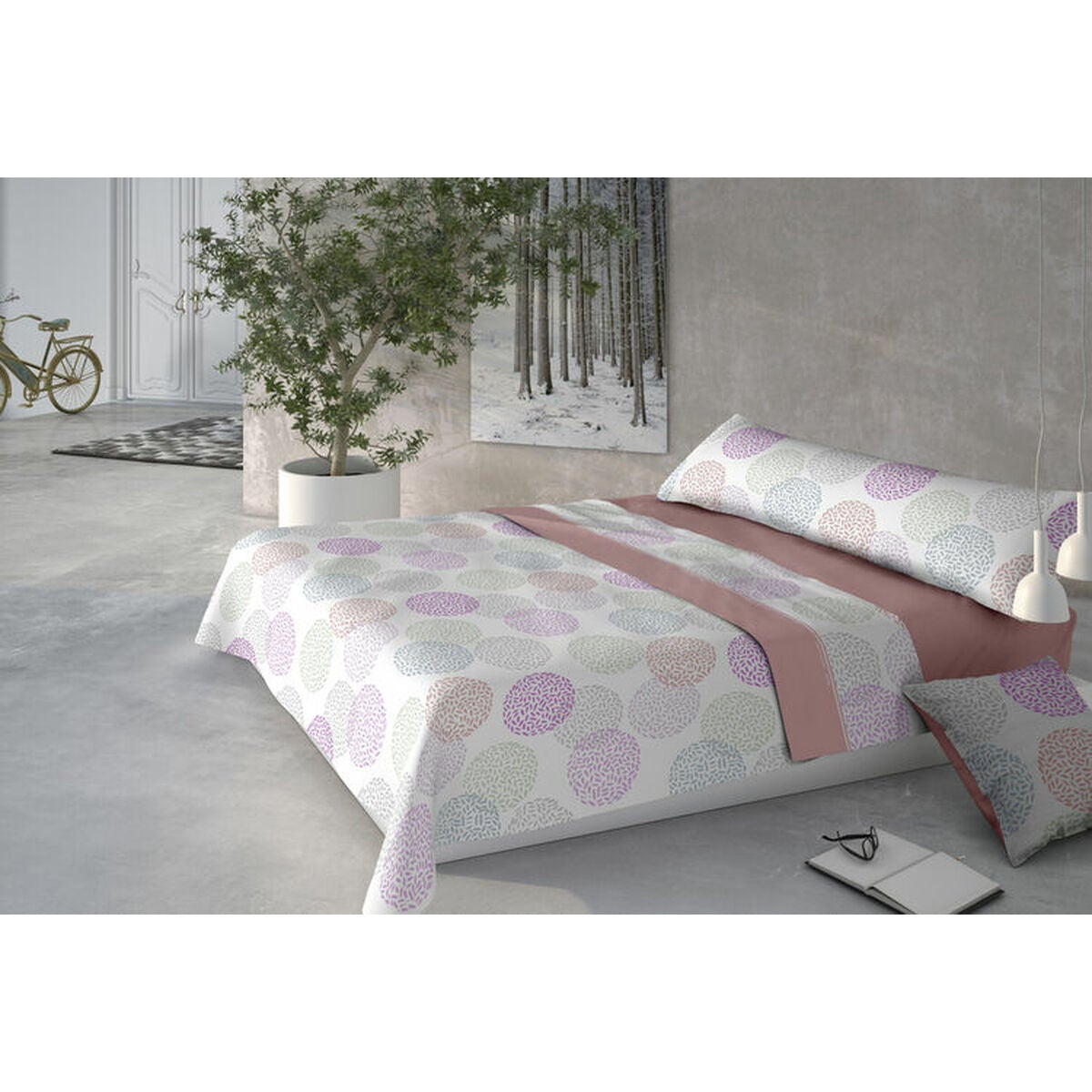 Pierre Cardin Set Copripiumino Edesia Rosa - 4 Pezzi Per Letto Matrimoniale 180 Cm - 50% Cotone 50% Poliestere - Federe 45x100 Cm
