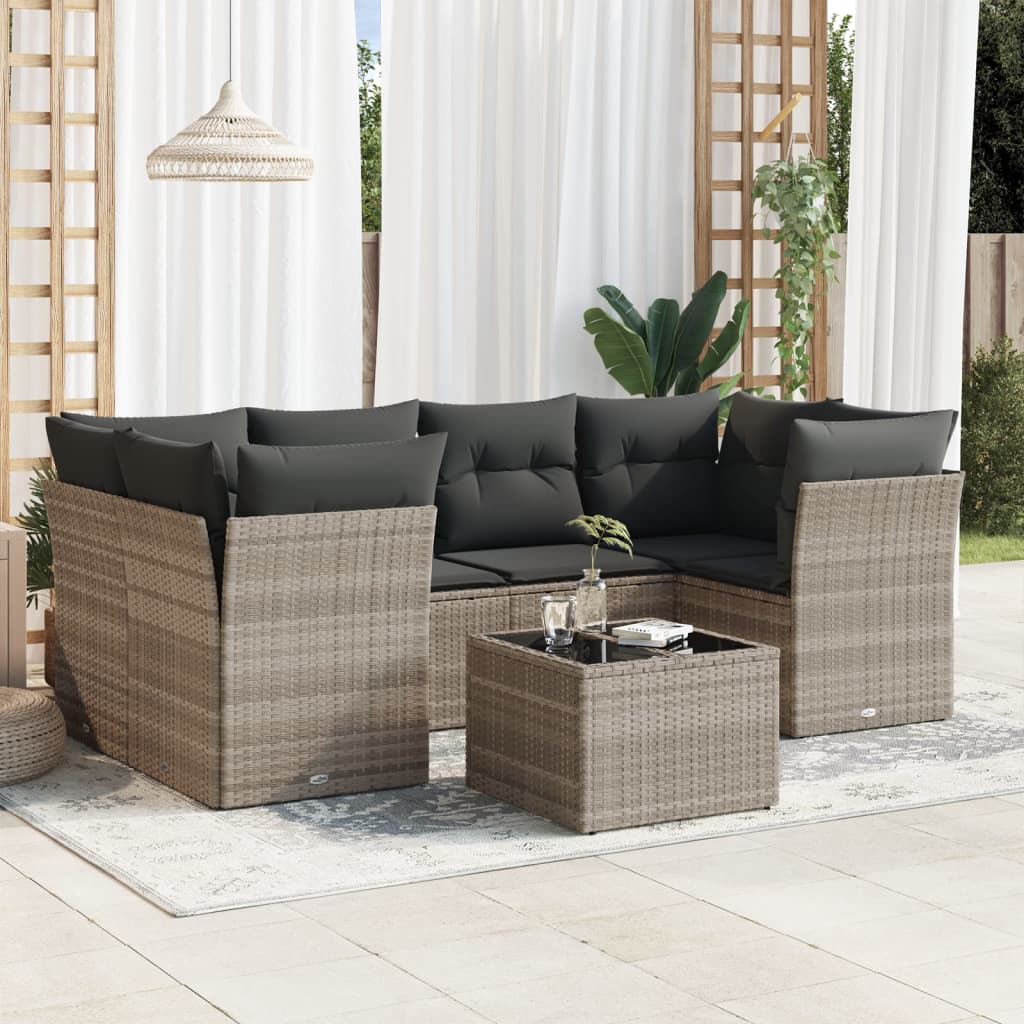 Salon bas de jardin en Rattan synthétique Gris 12 personnes | Leroy Merlin