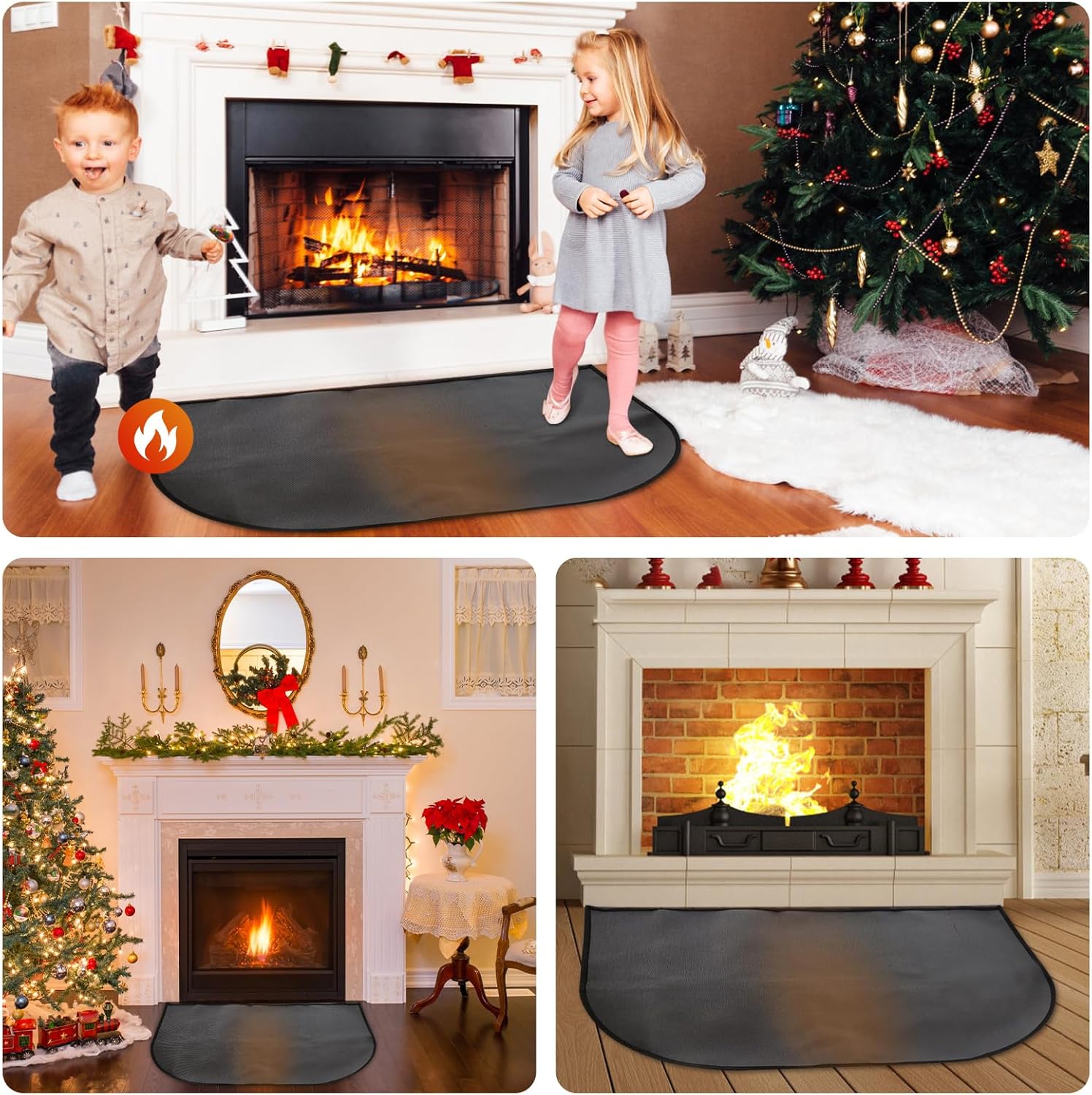 Tapis de cheminée, 152 x 70 cm, tapis de cheminée en fibre de verre ignifuge, adapté aux cheminées, poêles et barbecues. - 5
